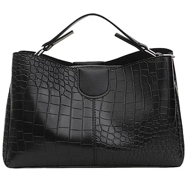 Crocodile Patterned Businesswomen Leather Handbag