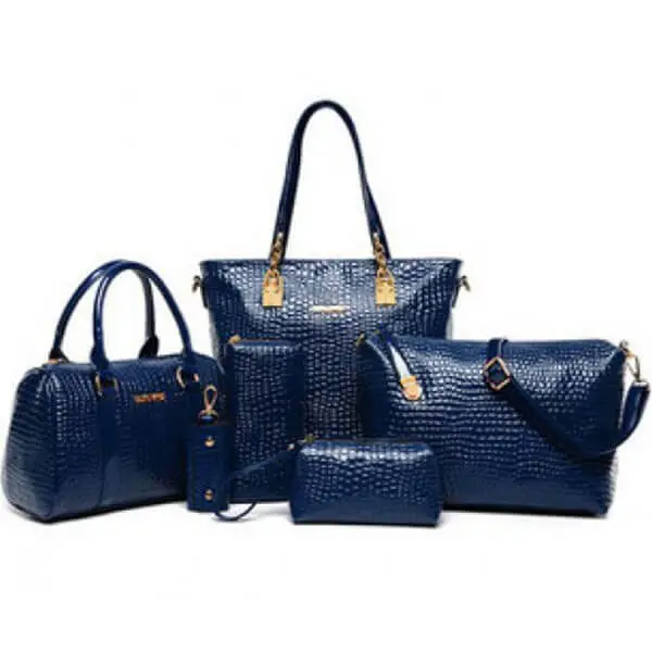 Ultramarine Blue Coral Print Luxury Six-piece Handbag Set