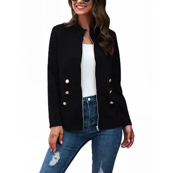 Stylish Long-sleeved Fashion Jacket with Zipper Opening